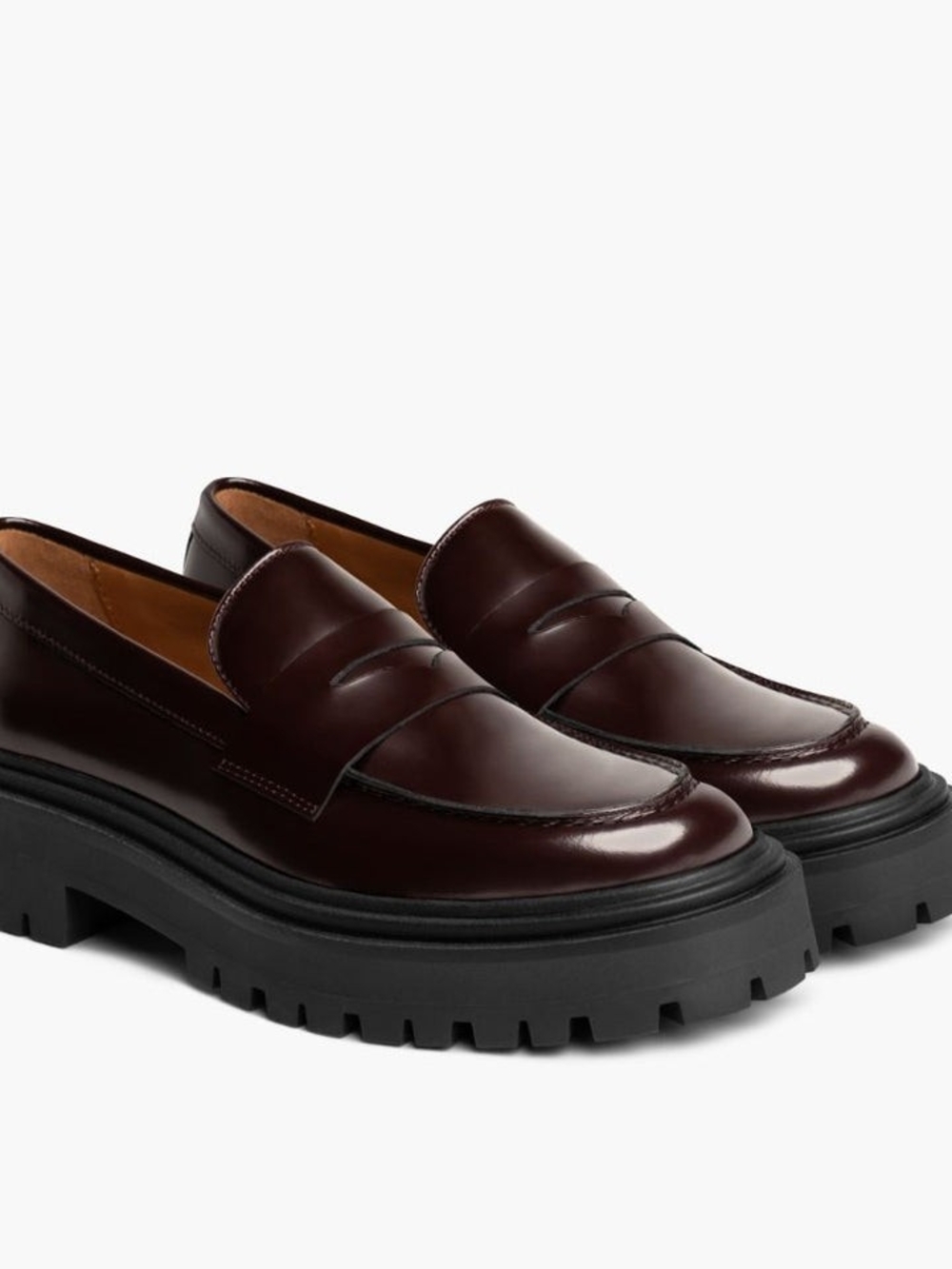 Thursday Boot Company - Women's Chunky Penny Loafers in Dark Burgundy - Picture 2 of 4